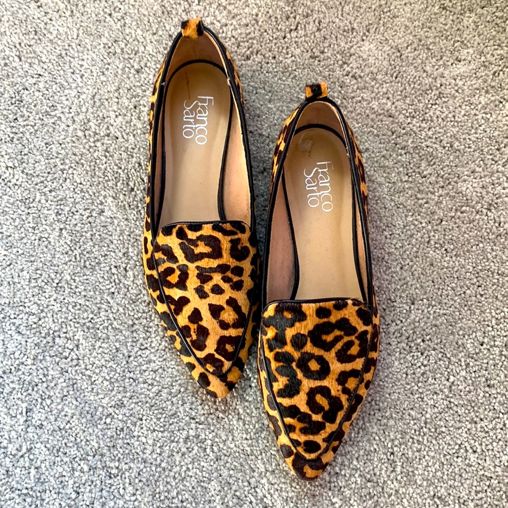 Franco Sarto Leopard Print “Pony Hair” Loafers